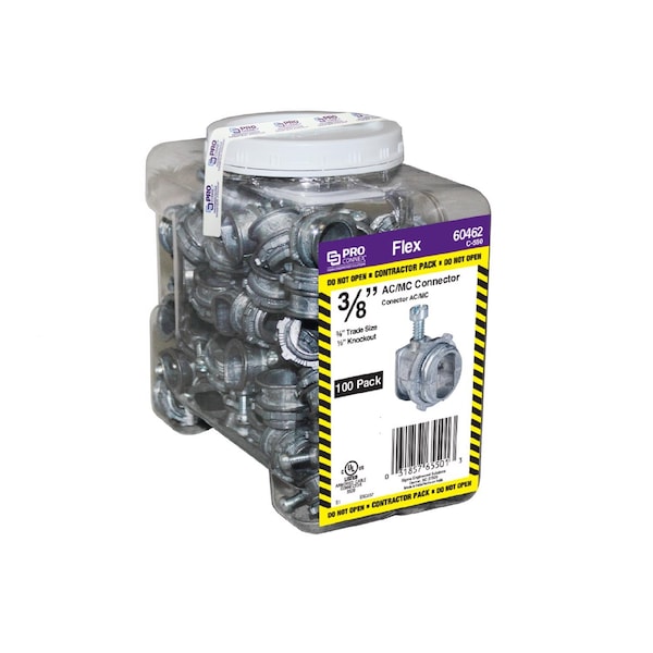 Sigma Engineered Solutions Sigma Engineered Solutions ProConnex 3/8 in. D Die-Cast Zinc Flex Connector For AC and MC 100 pk - C-550