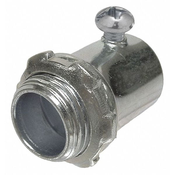 Raco EMT Grounding Connector, 1-1/2 in, Set Screw, Steel, Zinc Plated, Gray - 2006