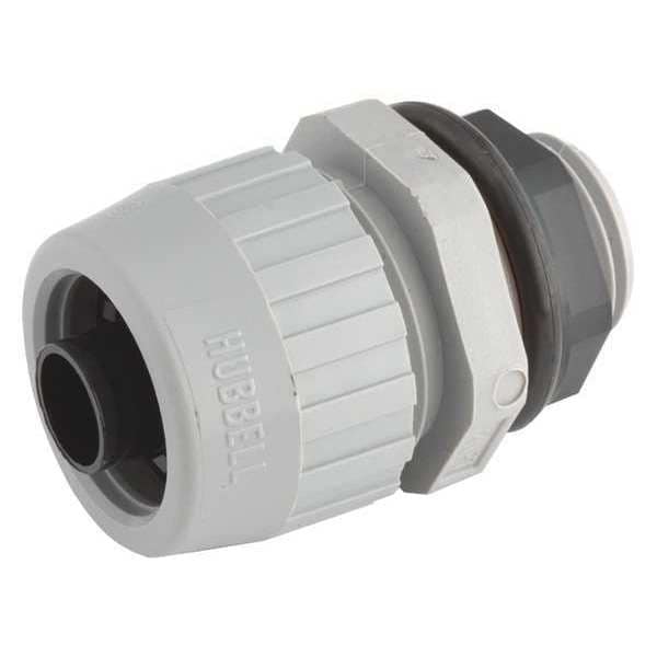Raco Conduit Fitting Connector, 3/8 in, Liquid-Tight, Nylon, Electro Zinc Plated, Gray - 4721