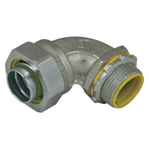 Raco Conduit Fitting Connector, 1-1/2 in, Liquid-Tight, Steel, Electro Zinc Plated, Gray - 3546