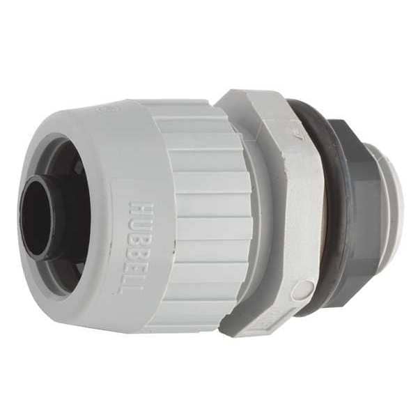 Raco Conduit Fitting Connector, 1/2 in, Liquid-Tight, Nylon, Electro Zinc Plated, Gray - 4722