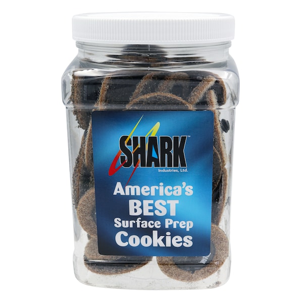 Discos de Acondicionamiento de Superficie Áspera/Marrón de 2" de Shark Industries con Frasco Transparente - Paquete de 50 - 13088