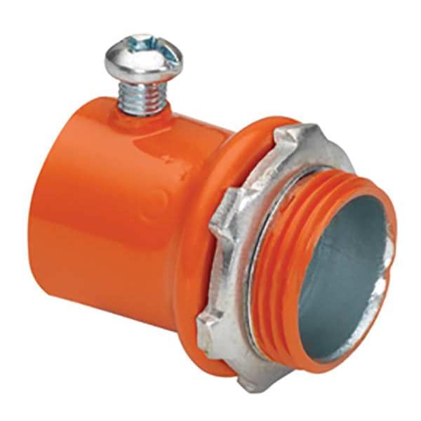 Bridgeport Fittings EMT Grounding Connector, 1 in, Set Screw, Steel, PVC Coated, Orange - 232-SO