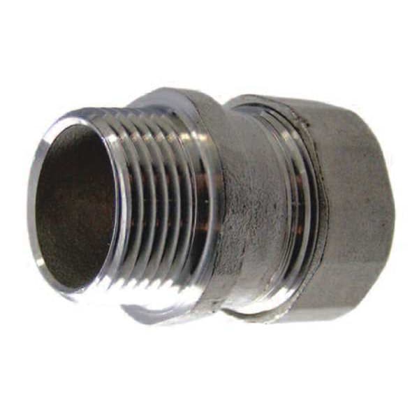 Calbrite EMT Grounding Connector, 1 in, Compression, 316 Stainless Steel, Polished, Silver - S21000MC00