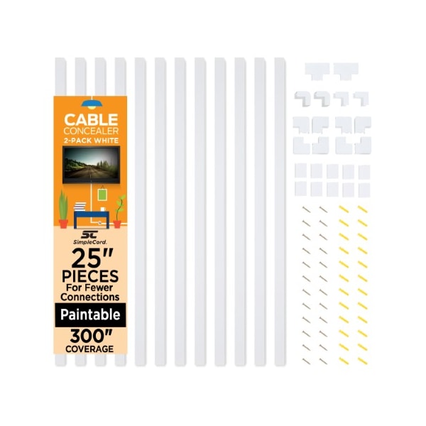 Fleming Supply Fleming Supply Cord Concealer Kit - 12 Cable Raceways, Elbows and T Connectors - 607605UKM