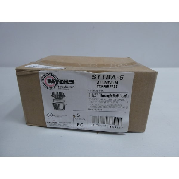 Crouse Hinds THROUGH-BULKHEAD ALUMINUM 1-1/2IN CONDUIT FITTING, 5PK - STTBA-5