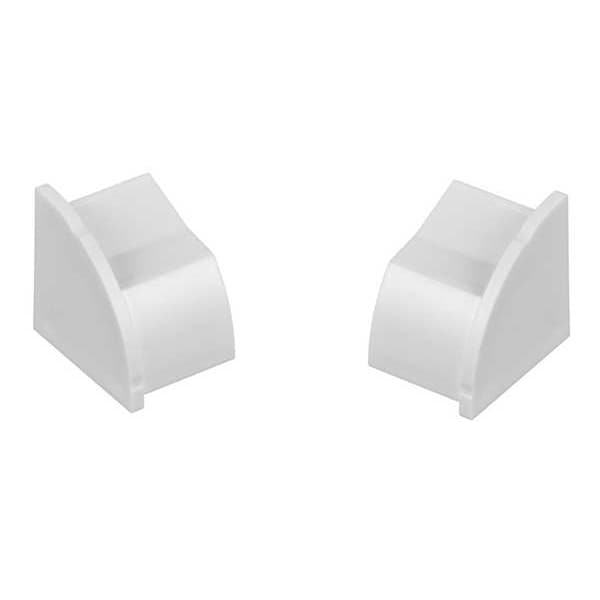 D-Line End Cap, 0.875 in H, 0.1 ft L, 0.875 in W, 1 Channel, PVC, White - US/ECAP22QSW