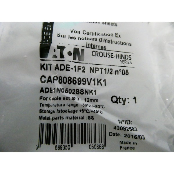 Crouse Hinds SET OF 10 CABLE GLAND 1/2IN CONDUIT FITTING - CAP808699V1K1