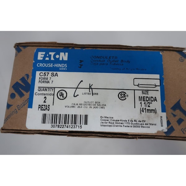 Crouse Hinds Box Of 2 1-1/2in Conduit Outlet Bodies and Box - C57 SA