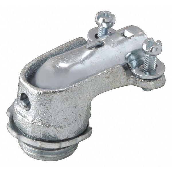 Raco AC/MC Connector, 3/8 in, Push-On, Malleable Iron, Electro Zinc Plated - 2201
