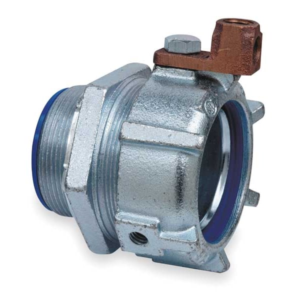 Abb Conduit Fitting Grounding Connector, 1-1/4 in, Threaded, Steel, Electro Zinc Plated, Gray - 5335GR