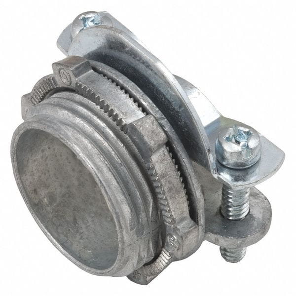 Raco Conduit Fitting NM Sheathed Cable Connector, 3/4 in, Threaded, Die Cast Zinc, PVC Coated, Silver - 2863