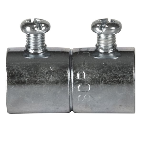 Raco EMT Coupling, 1/2 in, Set Screw, Steel, Zinc Plated, Gray - 2022