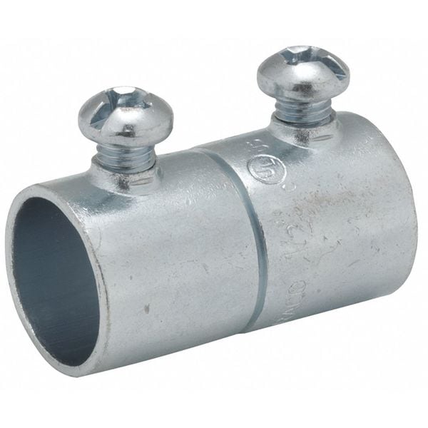Raco EMT Coupling, 1/2 in, Set Screw, Steel, Zinc Plated, Gray - 2022