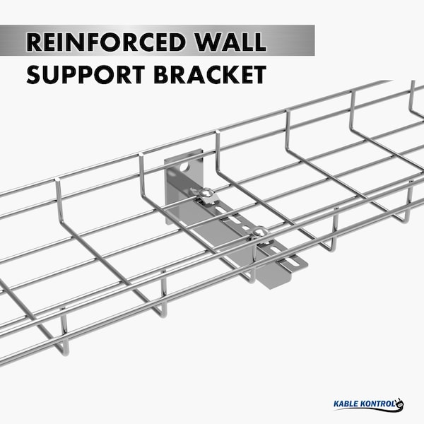 Kable Kontrol Reinforced Wall Support Bracket, 6in W, 304 Stainless Steel - KK-RFB-6-304SS