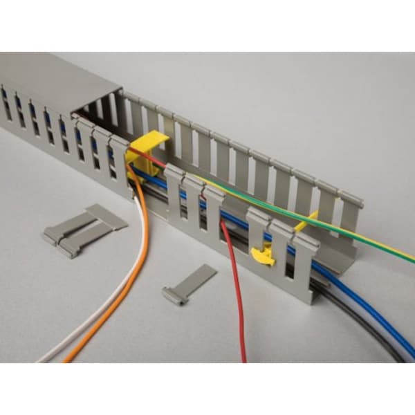 Kable Kontrol PVC Open Slot Wire Duct - 4" x 4" x 6.5' L - 8 pcs - Gray - PFOS4X4S