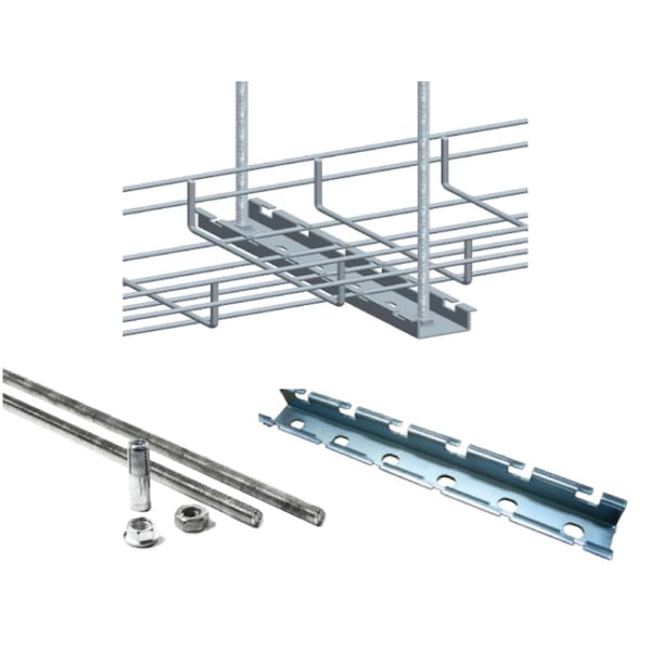 Kable Kontrol Cable Tray Hanger Kit - 6" Wide Horizontal Support Bar  - (2) 3/8" Threaded Rod  - (2) Common Nuts - KK-PGHN-6-EZ
