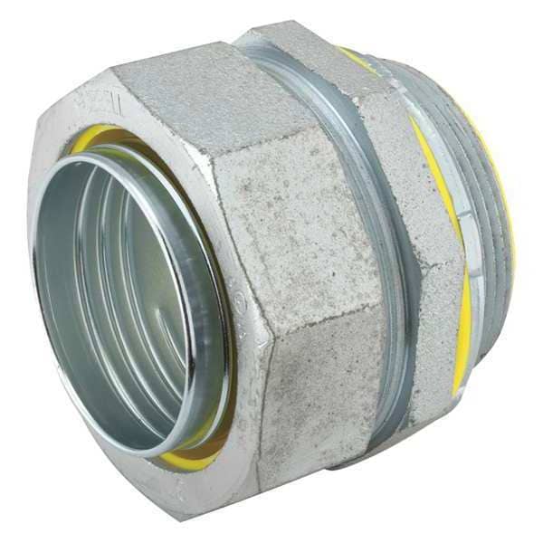 Raco Conduit Fitting Connector, 2-1/2 in, Liquid-Tight, Steel, Electro Zinc Plated, Gray - 3520