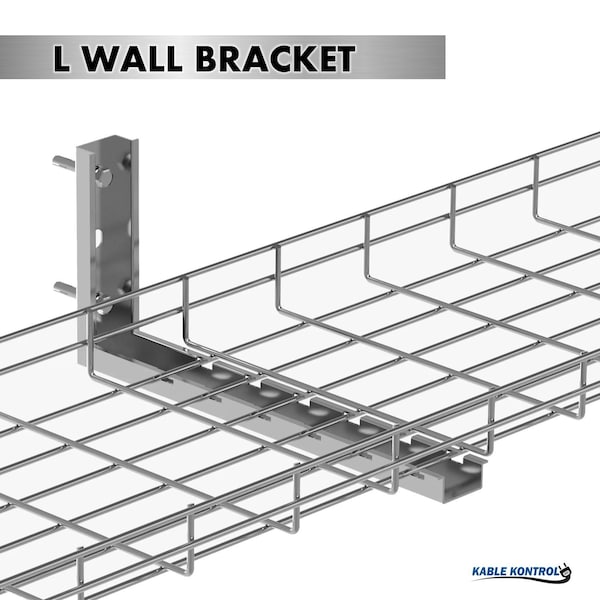Kable Kontrol L Type Wall Support Bracket, 6in W- 304 Stainless Steel - KK-LHNG-6-304SS