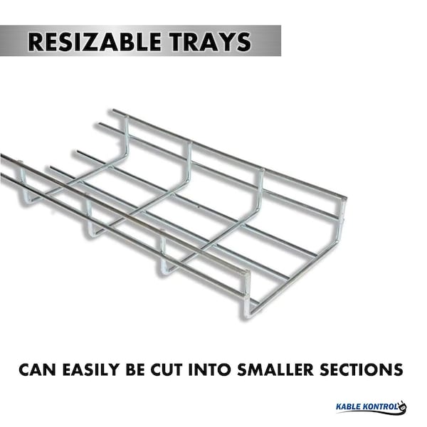 Kable Kontrol Wire Mesh Cable Tray Straight Section, 304 Stainless Steel, 4in W x 2in D x 9.83ft L - KK-4X2X10-304SS