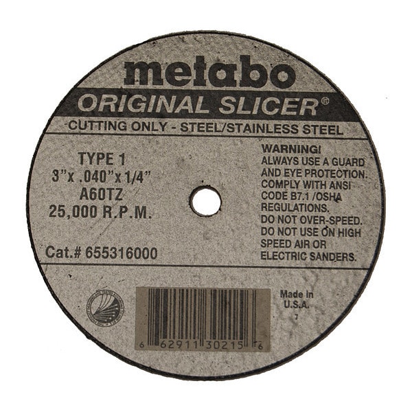 Rueda de corte Metabo, T1, A60TZ, 2"X0.040"X3/8" - 655348000