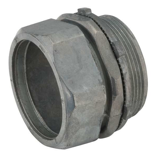 Raco EMT Grounding Connector, 3-1/2 in, Compression, Zinc Alloy, Plain, Gray - 2844