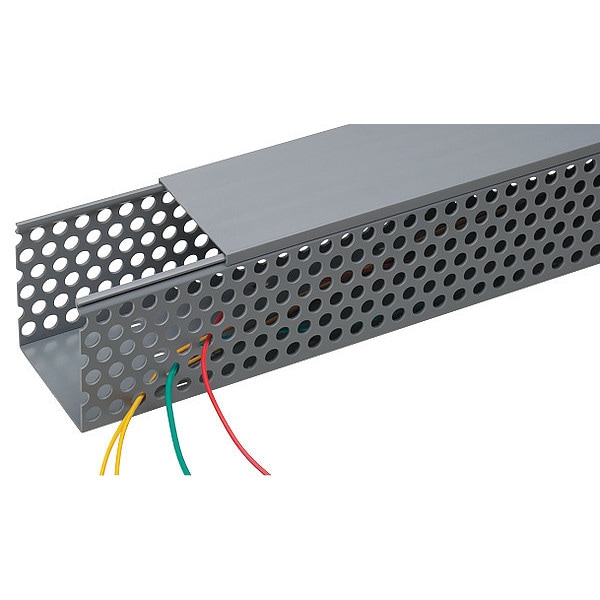 Panduit Base Wiring Duct, Type D, Round Hole, 2" x 2" x 1' (6-Pack), Light Gray - D2X2LG6