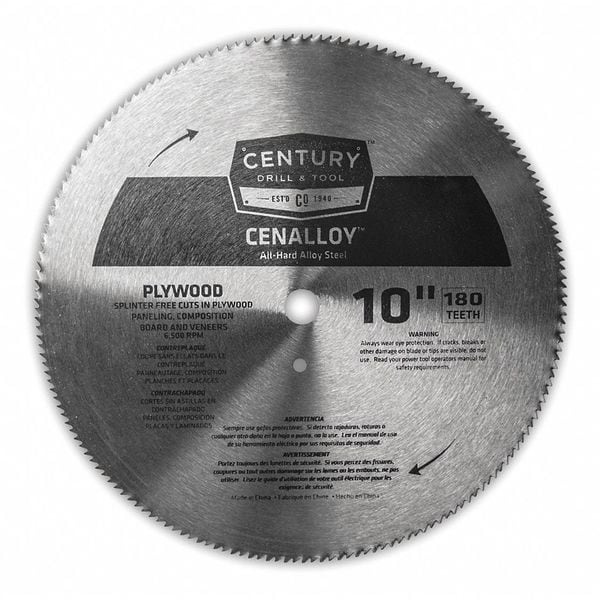 Century Drill & Tool 10", 180-Teeth Plywood Circular Saw Blade - 08216