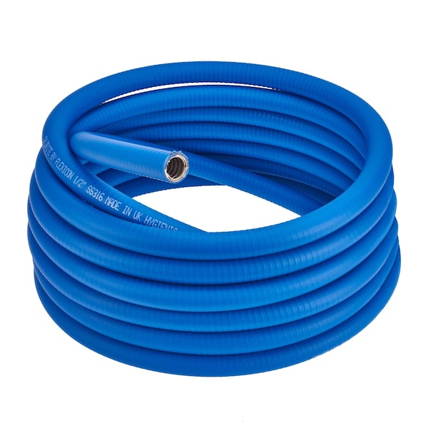 Calbrite Liquid-Tight Flex Metal Conduit, 1 in Trade Size, 25 ft, 5-1/4 in Bend, 316 Stainless Steel - S61000CTHG