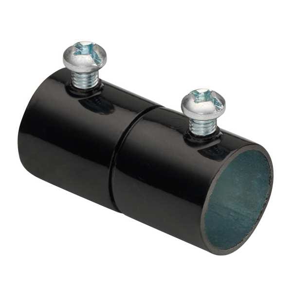 Bridgeport Fittings EMT Coupling, 1/2 in, Set Screw, Steel, Plain, Black - 240-SBLK