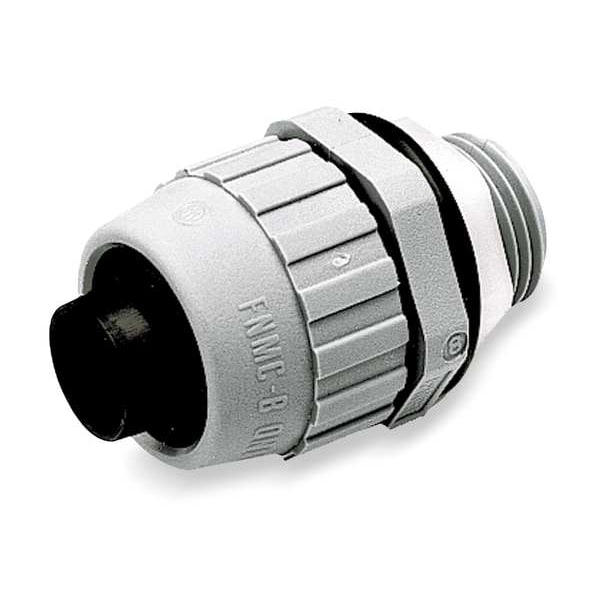 Hubbell Wiring Device-Kellems Conduit Fitting Connector, 3/4 in, Threaded, Nylon, PVC Coated, Gray - P075NGYA