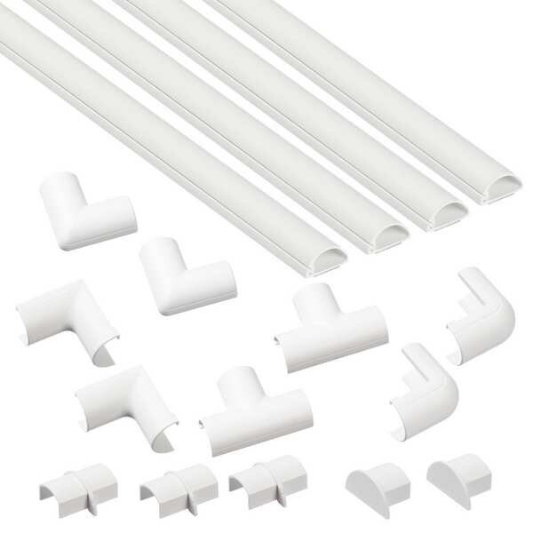 D-Line Cover Plate Raceway, Micro+ Series, 4 Channel, 13/16 in W, 3/8 in H, 5 ft L, White - US/5FT2010KIT001