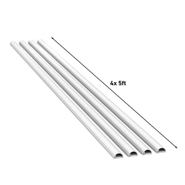 D-Line Cover Plate Raceway, Micro+ Series, 4 Channel, 13/16 in W, 3/8 in H, 5 ft L, White - US/5FT2010KIT001