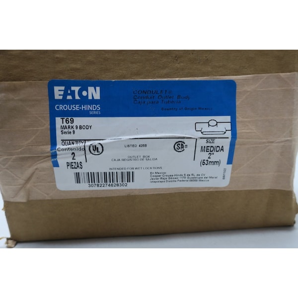 Crouse Hinds CONDULET MARK 9 ALUMINUM T 2IN CONDUIT OUTLET BODIES AND Box, 2PK - T69