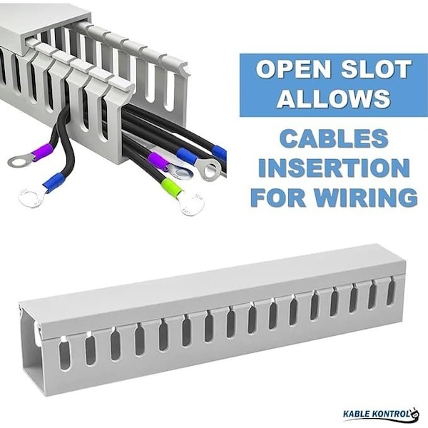 Kable Kontrol Open Slot Wire Duct 2'' W x 4'' H x 6.5' L, PVC, UL Listed, Gray - PFOS2X4S