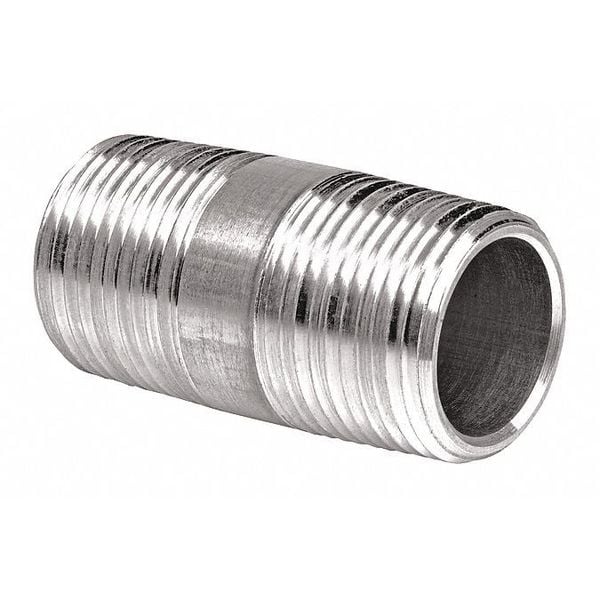 Hubbell Killark IMC/Rigid Nipple, 1/2 in, Threaded, Aluminum, Plain, Silver - AN-1B