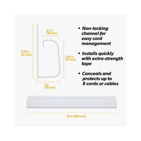 Fleming Supply Fleming Supply Cord and Cable Organizer- 5 Piece J Channel Raceways Concealer Kit - 902096NJY