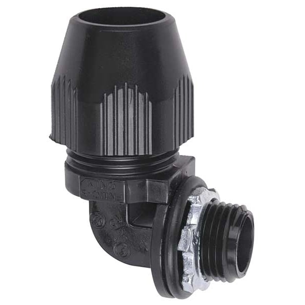 Abb Conduit Fitting 90 Deg Elbow, 1-1/4 in, Liquid-Tight, Plastic, Plain, Black - LT9125P