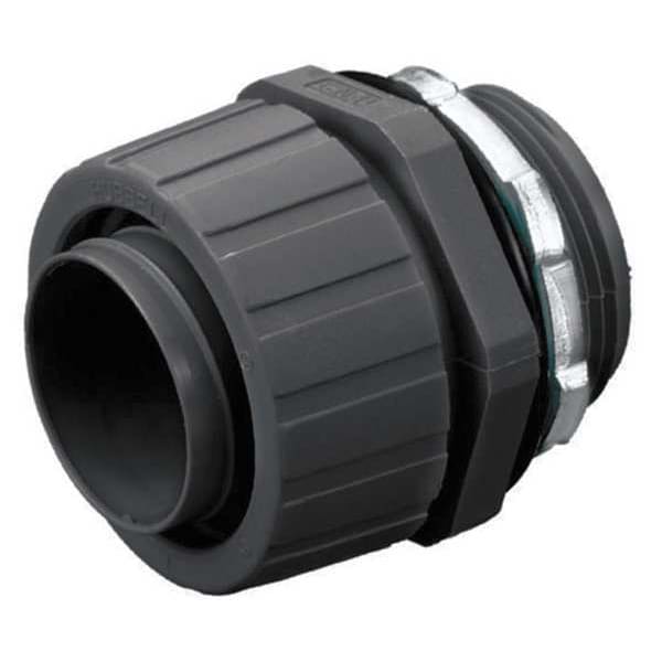 Hubbell Wiring Device-Kellems Conduit Fitting Connector, 1-1/2 in, Threaded, Nylon, Black - P150NBK