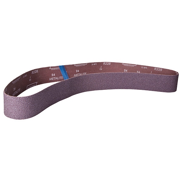 Norton Abrasives Sanding Belt, Cubierto, 2 pulgadas W, 30 pulgadas L, 120 granos, Medio, Óxido de aluminio, R228 Metalite, Café - 78072762561