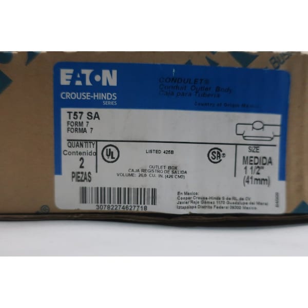 Crouse Hinds Condulet Box Of 2 Aluminum T 1-1/2in Conduit Outlet Bodies And Box - T57 SA