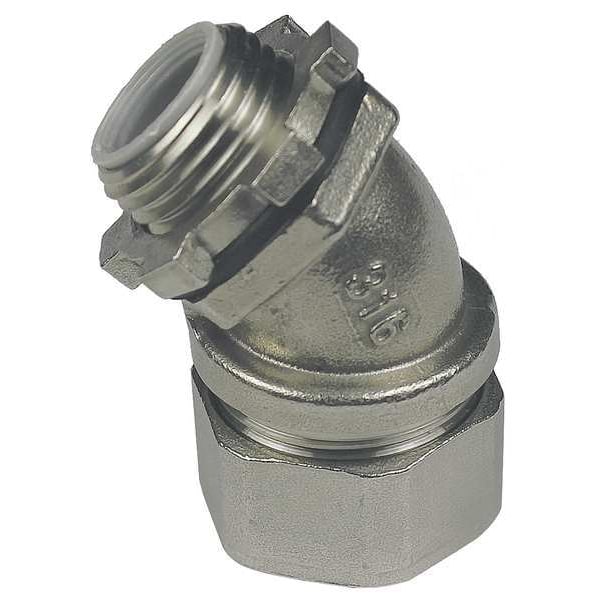 Calbrite Conduit Fitting Grounding Connector, 3/4 in, Compression, 316 Stainless Steel, Polished, Silver - S60700FC45