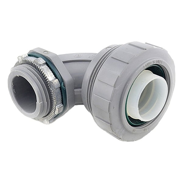Bridgeport Fittings Conduit Fitting Connector, 1/2 in, Liquid-Tight, Nylon, Zinc Plated, Gray - 472-NMLT