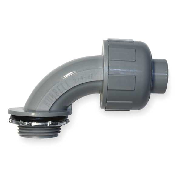 Hubbell Wiring Device-Kellems Conduit Fitting Connector, 3/4 in, Liquid-Tight, Nylon, Galvanized, Black - P0759NGY