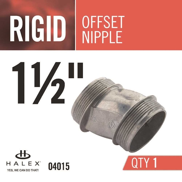 Halex Conduit Fitting Offset Nipple, 1-1/2 in, Die Cast Zinc - 04015