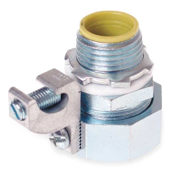 Raco Conduit Fitting Connector, 2 in, Liquid-Tight, Steel, Electro Zinc Plated, Gray - 3518-3