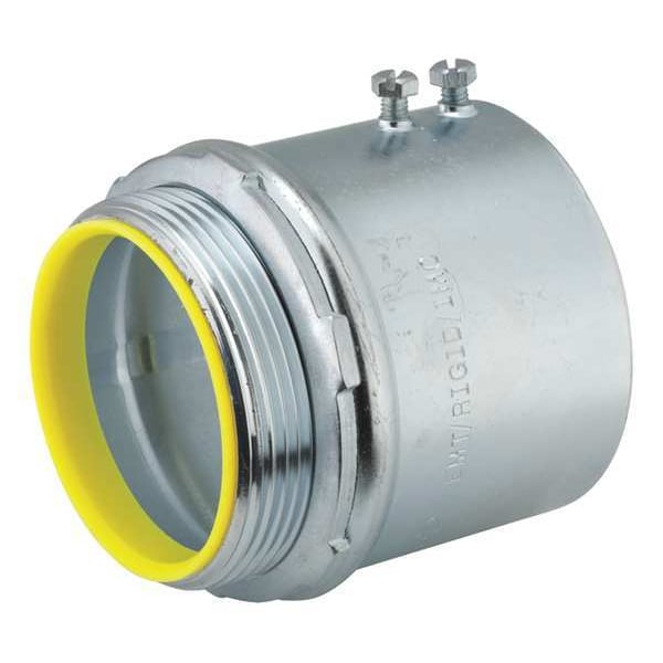 Raco EMT/IMC Grounding Connector, 2-1/2 in, Set Screw, Steel, Zinc Plated, Gray; Yellow - 2160