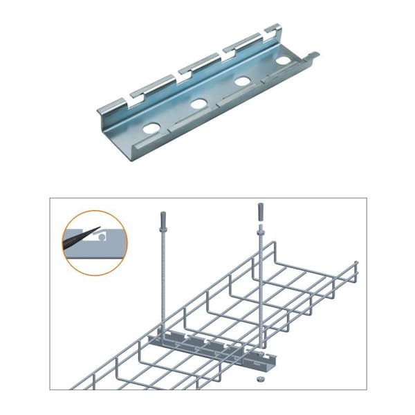 Quest Manufacturing Cable Tray Ceiling Hanging Bar, 12in , Zinc - CT0010-12-03