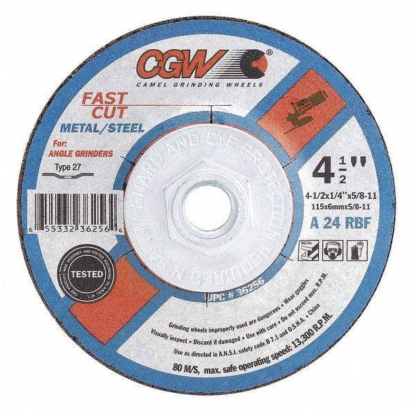 Rueda centrada deprimida Cgw Abrasives, 6x1/4x7/8, T27 - 36259