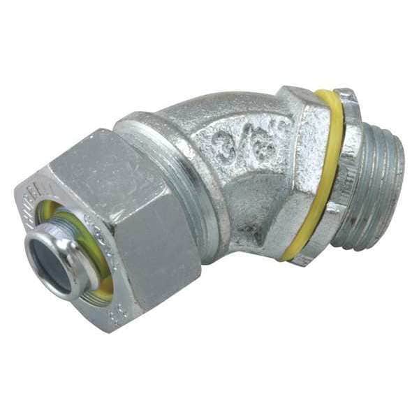 Raco Conduit Fitting Connector, 2 in, Liquid-Tight, Steel, Electro Zinc Plated, Gray - 3448